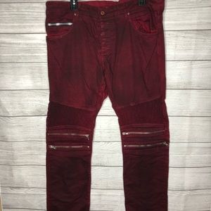Red Velvet Rockstar Biker Jeans